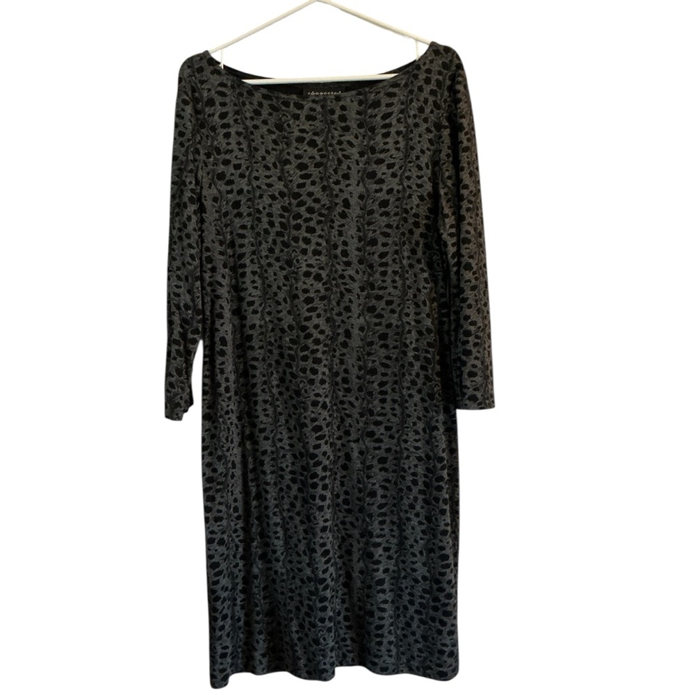 Vintage Connected Apparel Long Sleeve Dress Sz 16 Animal Print Cheetah Cat